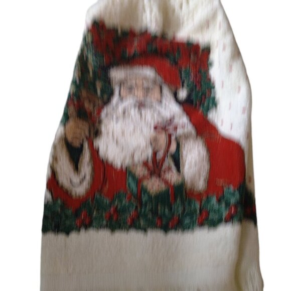 Vintage Christmas Santa Stove Hanging Crochet Top Towel Holiday Kitchen NEW CB2 - Picture 3 of 4